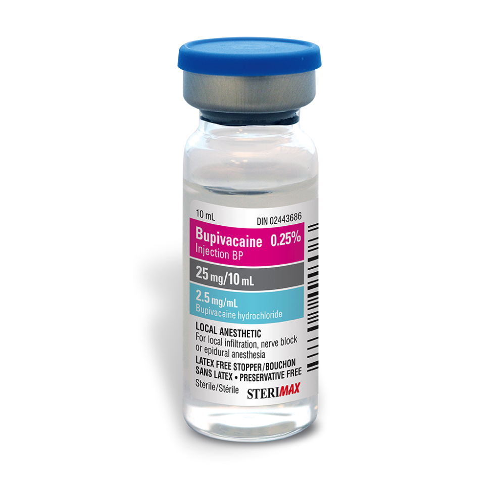 Bupivacaine Injection BP 0.25 (2.5mg / mL) 10 mL SteriMax Inc.