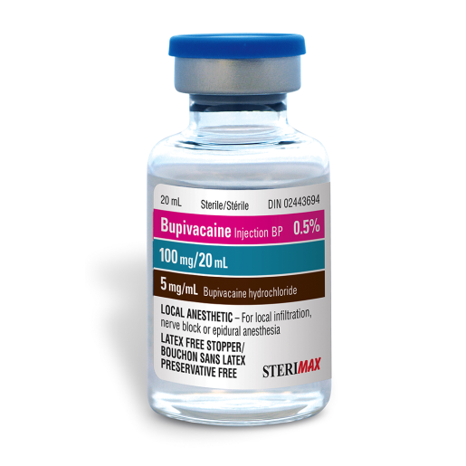 Bupivacaine Injection BP 0.5 (5 mg / mL) 20 mL SteriMax Inc.